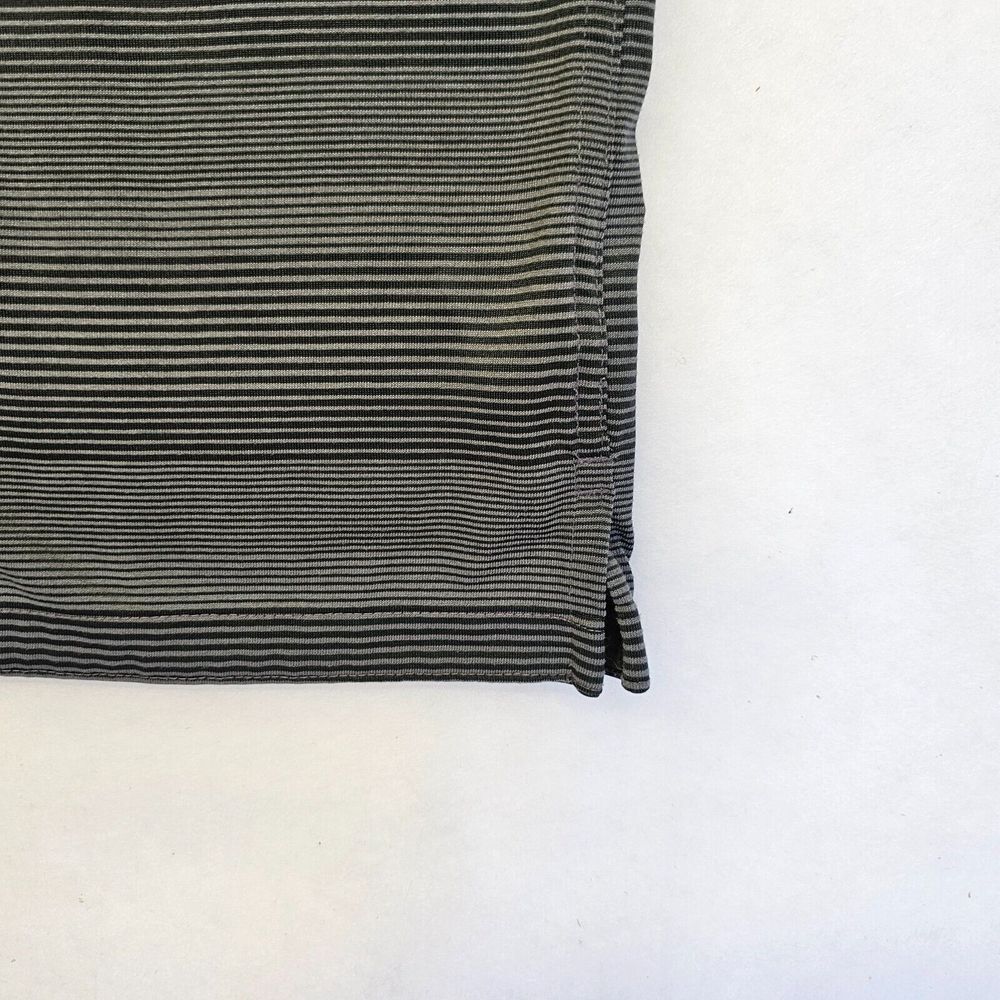 Nike Dri-Fit Polo Shirt Mens Striped Short Sleeve‎ Button Collared Gray Logo XL - Picture 7 of 10